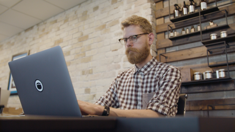 Beardbrand CEO and Founder Eric Bandholz at the office in Austin, TX.